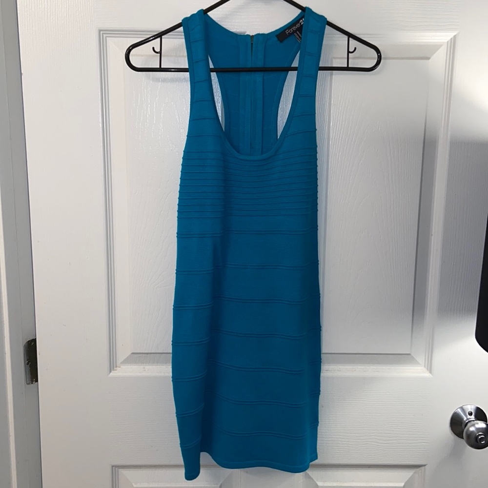 Forever 21 Teal Blue Form Fitting Mini Dress